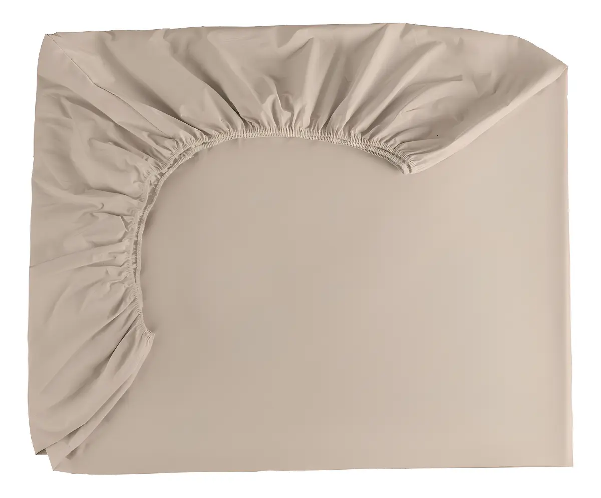 Lençol Avulso Queen 100% Algodão Percal 200 Fios Bege Ajustável 40cm