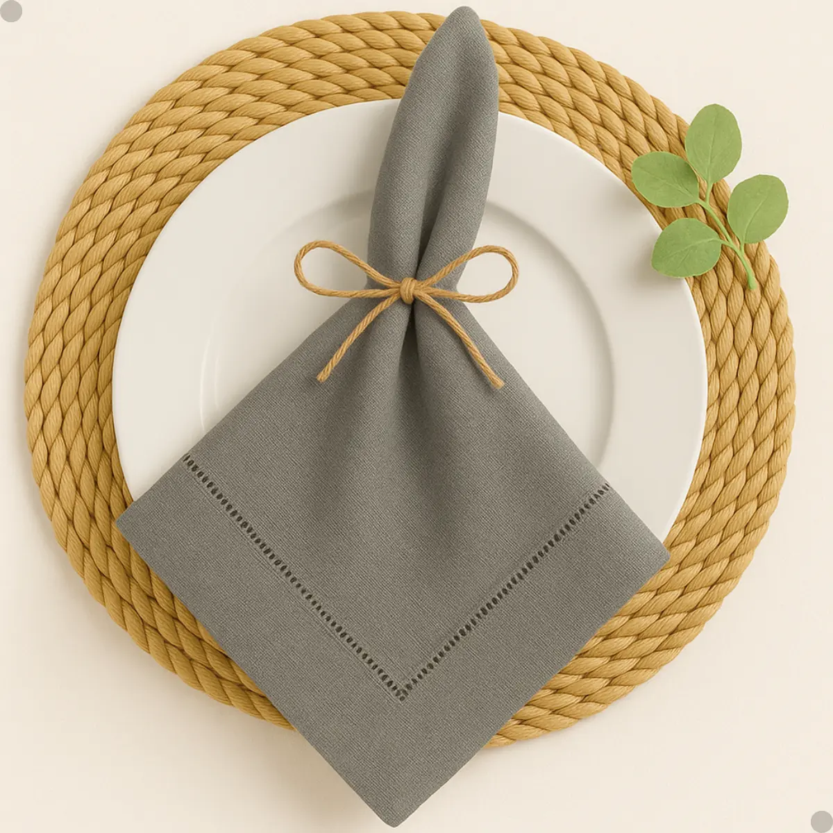 Kit 6 Guardanapos Ponto Ajour 40x40 Cinza