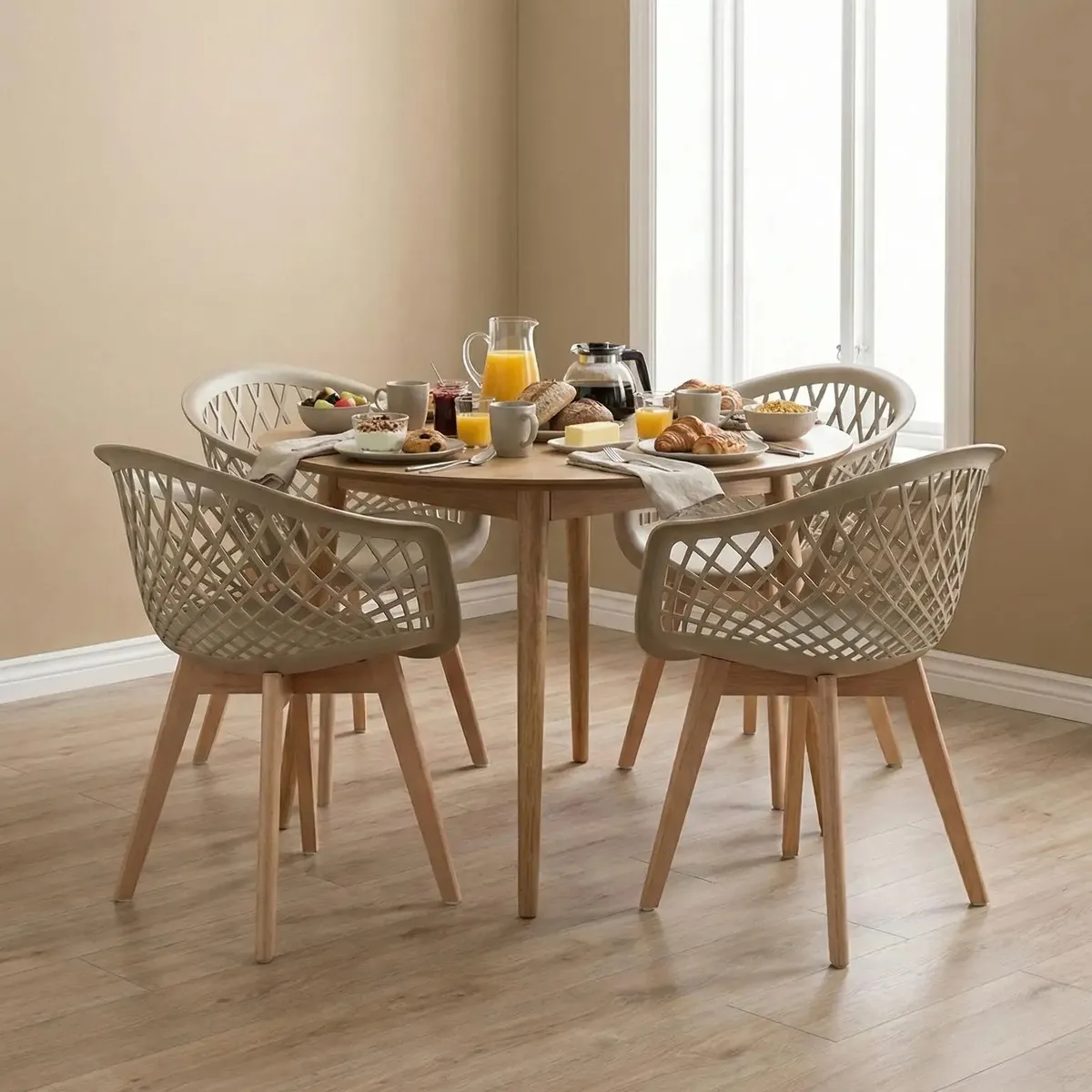 Kit 4 Cadeiras Web Wood Polipropileno Resistente Seat&co Estrutura da cadeira Fendi