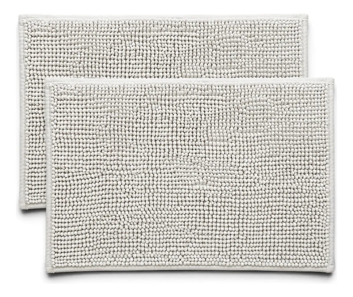 Kit 2 Tapetes De Banheiro Microfibra Bolinha 40x60cm Chenile